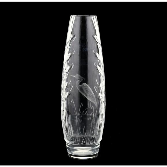Waterford Other - Michael Morrissey for Waterford, Egret in the Reeds Crystal Vase | 305 of 2500